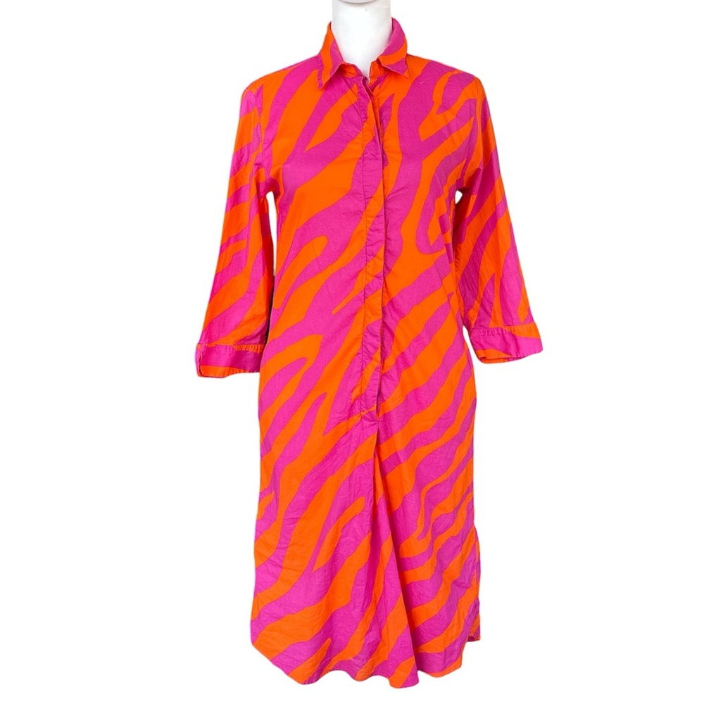 Vilagallo Adriana Zebra Print Shirt Dress Pink/Orange 36 (US 4)